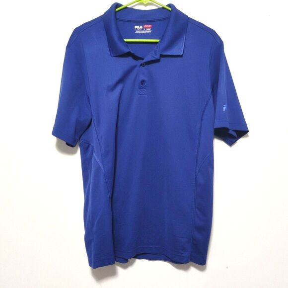 Fila Sport Golf Mens Polo Large Blue Short Sleeve Button Casual Collared Top - Picture 1 of 6